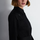 Nean Embellishment Belted Shirt Dress Black