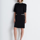 Nean Embellished Collar & Pocket Mini Dress Black
