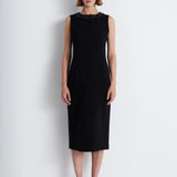 Nean Embellished Neckline Midi Dress Black