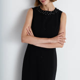 Nean Embellished Neckline Midi Dress Black