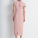Nean Asymmetric Shoulder Midi Dress Light Pink