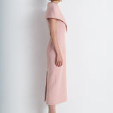 Nean Asymmetric Shoulder Midi Dress Light Pink