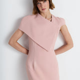 Nean Asymmetric Shoulder Midi Dress Light Pink
