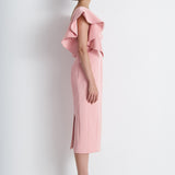 Nean Ruffle-Sleeve Midi Dress Blush
