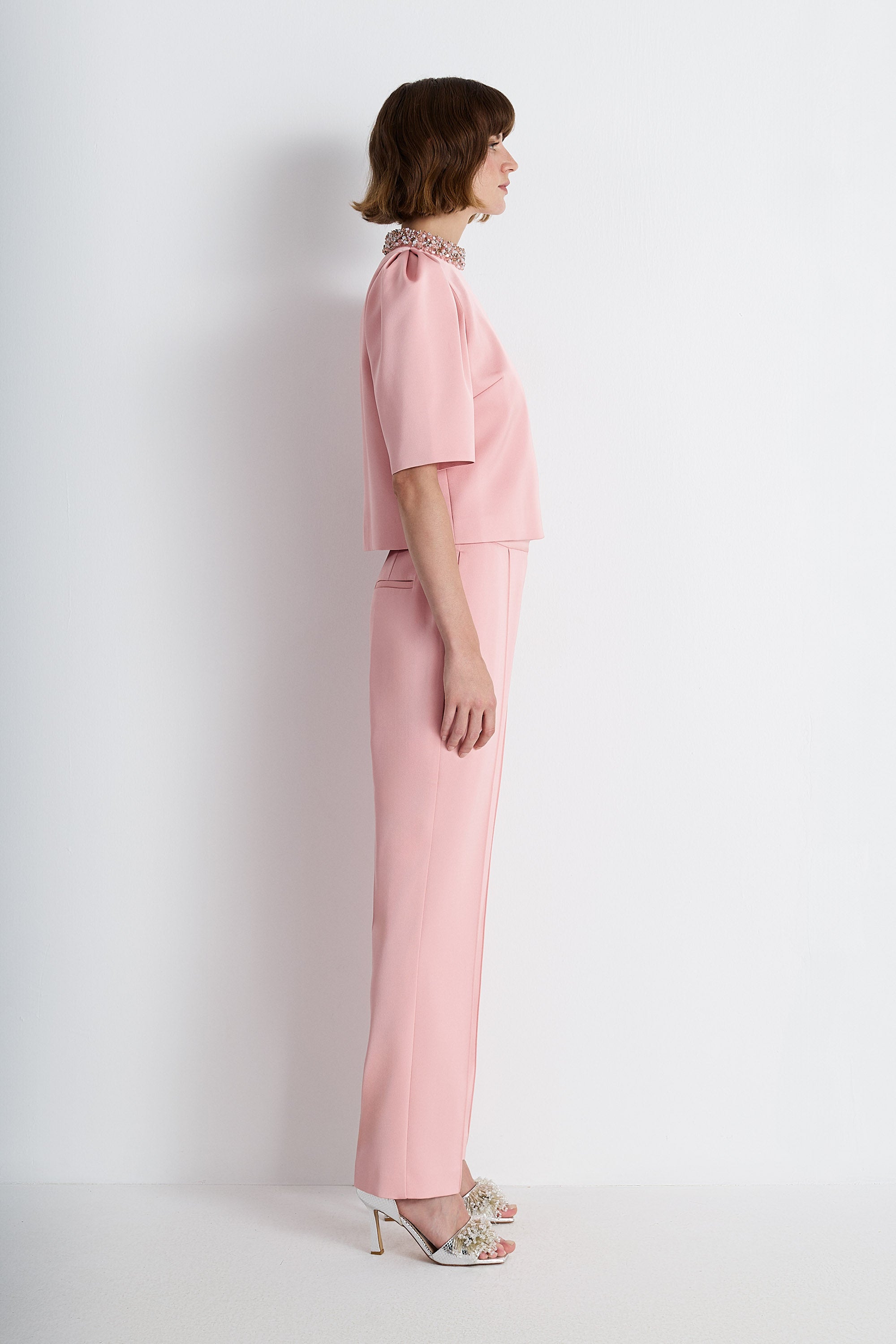 Nean Tailored Straight-Leg Trousers Nude