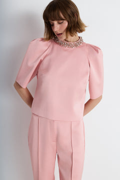 Nean Embellished Collar Structured Top Blush