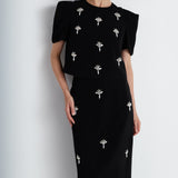 Nean Embellished Puff Sleeve Crop Top Black