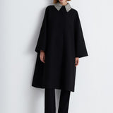 Nean Embellished Collar A-Line Coat Black