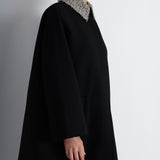 Nean Embellished Collar A-Line Coat Black