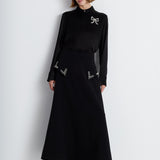 Nean Embellished Pocket A-Line Skirt Black