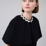 Crystal-Trimmed Cropped Cape