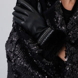 Genuine Leather Fur Gloves