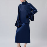 Satin A-Line Midi Skirt