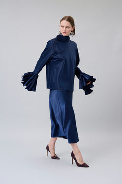 Satin A-Line Midi Skirt