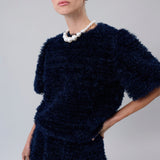 Textured Short-Sleeve Blouse