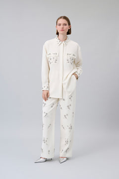 Crystal-Embellished Wide-Leg Pants