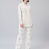 Crystal-Embellished Wide-Leg Pants