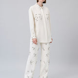 Crystal-Embellished Wide-Leg Pants