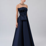 Sculptural-Bow Strapless Taffeta Gown