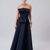 Sculptural-Bow Strapless Taffeta Gown
