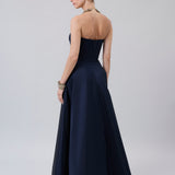 Sculptural-Bow Strapless Taffeta Gown