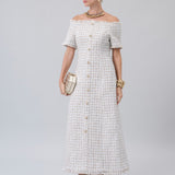 Off-Shoulder Tweed Dress