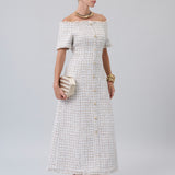Off-Shoulder Tweed Dress