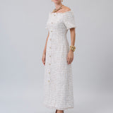 Off-Shoulder Tweed Dress