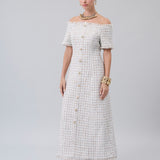 Off-Shoulder Tweed Dress
