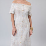 Off-Shoulder Tweed Dress