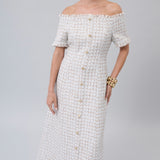 Off-Shoulder Tweed Dress