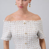 Off-Shoulder Tweed Dress