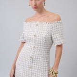 Off-Shoulder Tweed Dress