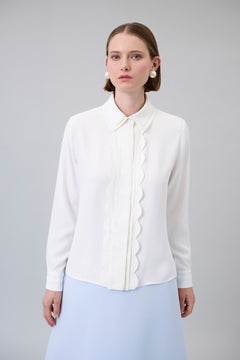 Scalloped-Detail Solid Shirt