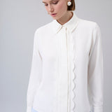 Scalloped-Detail Solid Shirt