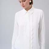 Scalloped-Detail Solid Shirt