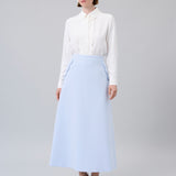 Scalloped-Pocket Midi Skirt