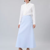 Scalloped-Pocket Midi Skirt