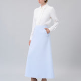 Scalloped-Pocket Midi Skirt