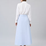 Scalloped-Pocket Midi Skirt