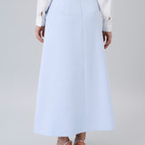 Scalloped-Pocket Midi Skirt