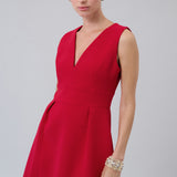 V-Neck Pleated Dress