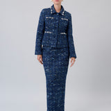 Textured Tweed Maxi Skirt