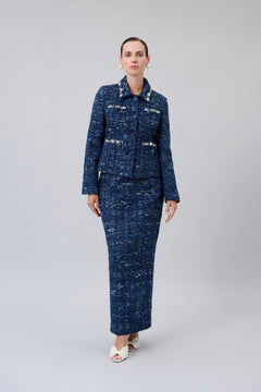 Textured Tweed Maxi Skirt