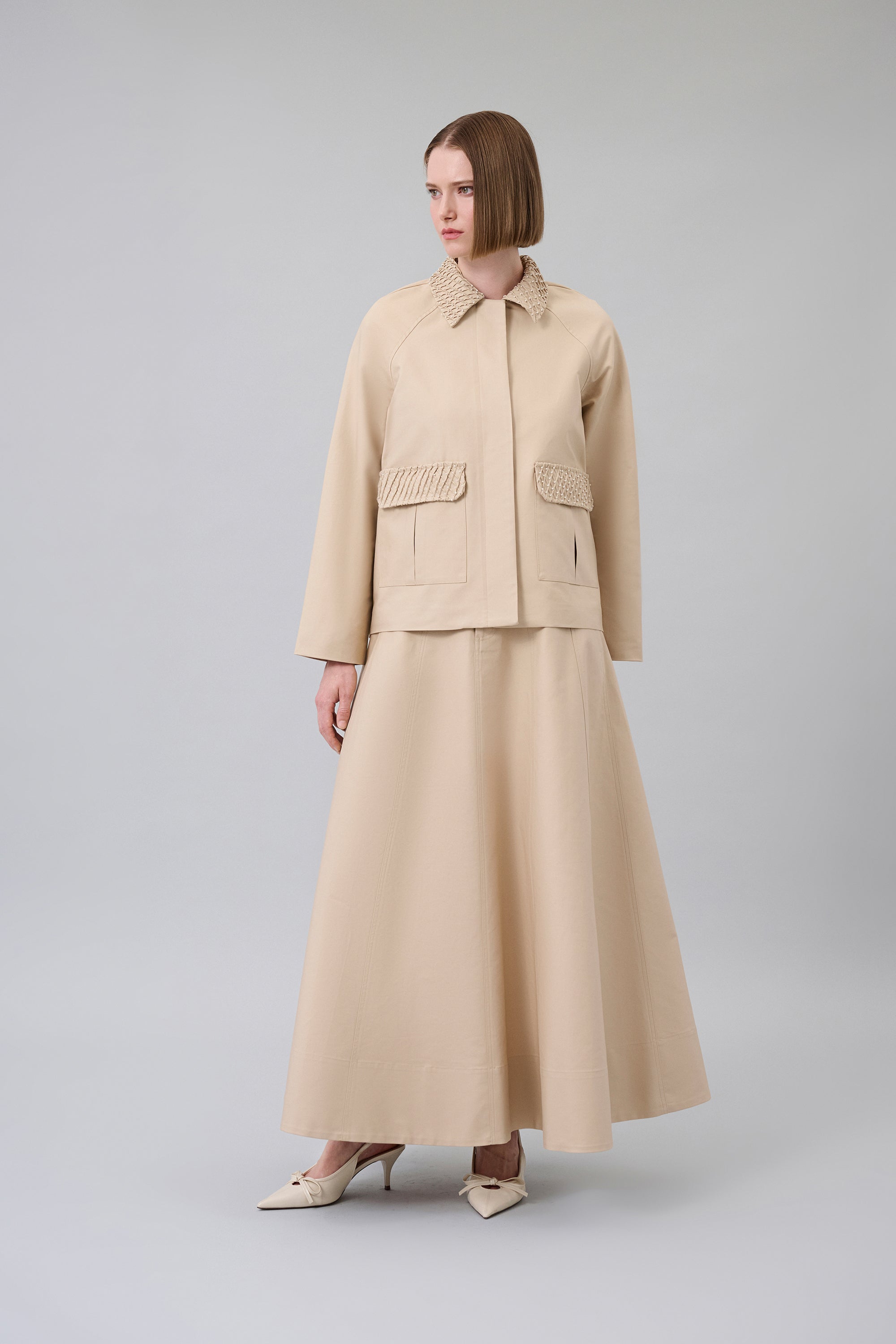 Paneled A-Line Maxi Skirt