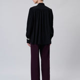 Embellished Tie-Neck Fluid Blouse