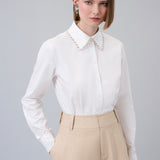 Bead-Embellished Collared Shirt
