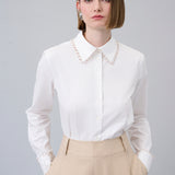 Bead-Embellished Collared Shirt