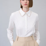 Bead-Embellished Collared Shirt