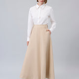 Paneled A-Line Maxi Skirt